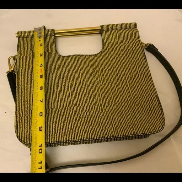 Fossil Whip bag Genuine Leather Purse Green Black Removable Handles rare - Picture 8 of 13